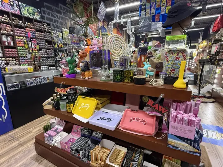 Vapes and disposables case at Smoker's Alley Gallery on 13 Mile Rd in Roseville, MI