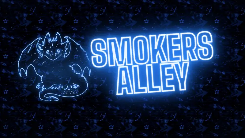 The Smokers Alley neon sign with the dragon